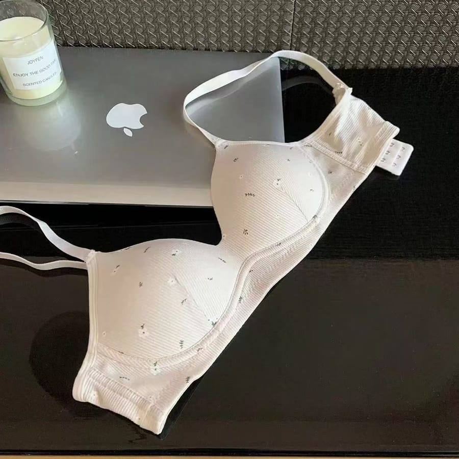 Ribbed Floral Push Up Bra