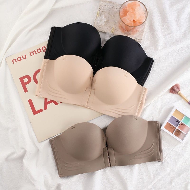 Front Closure Strapless Bandeau Push Up Bra