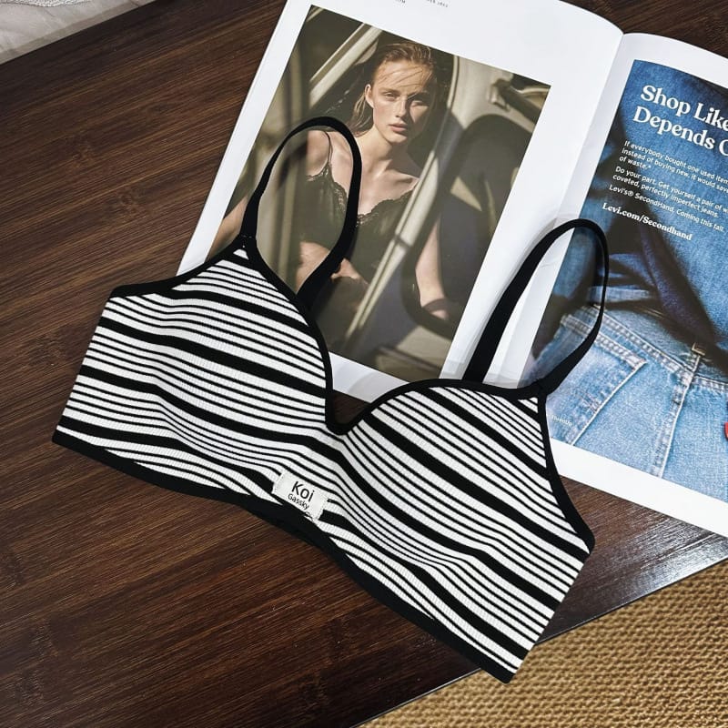 Striped Thick Padded Side Smoothing Seamless Bra