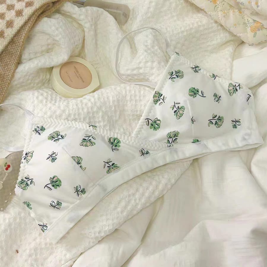 Criss Cross Floral Triangle Cup Seamless Bra