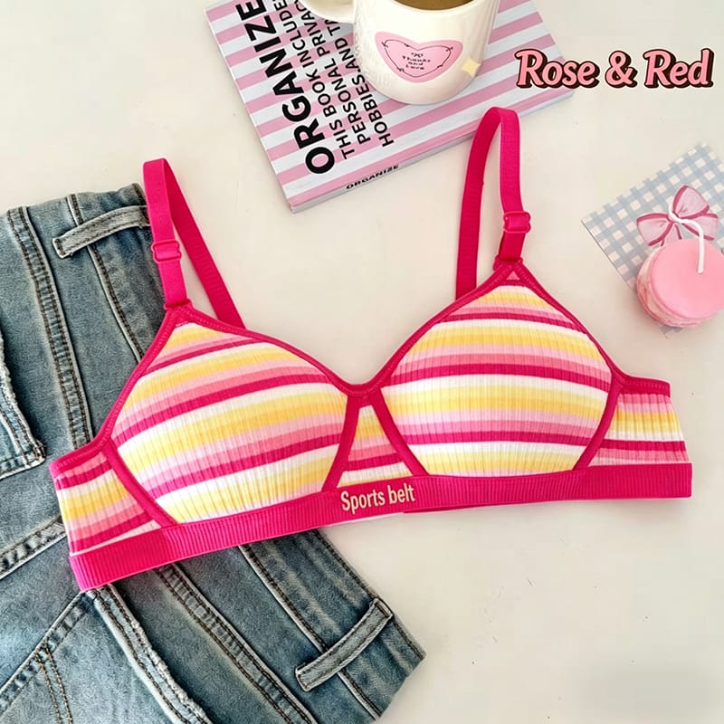 Rainbow Striped Push Up Teen Bra