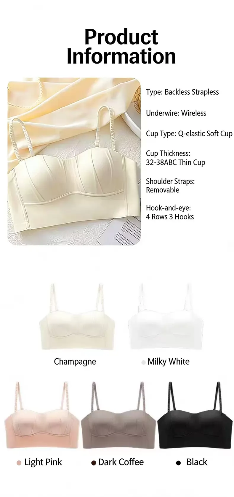 Strapless Wireless Push-Up Bra 13