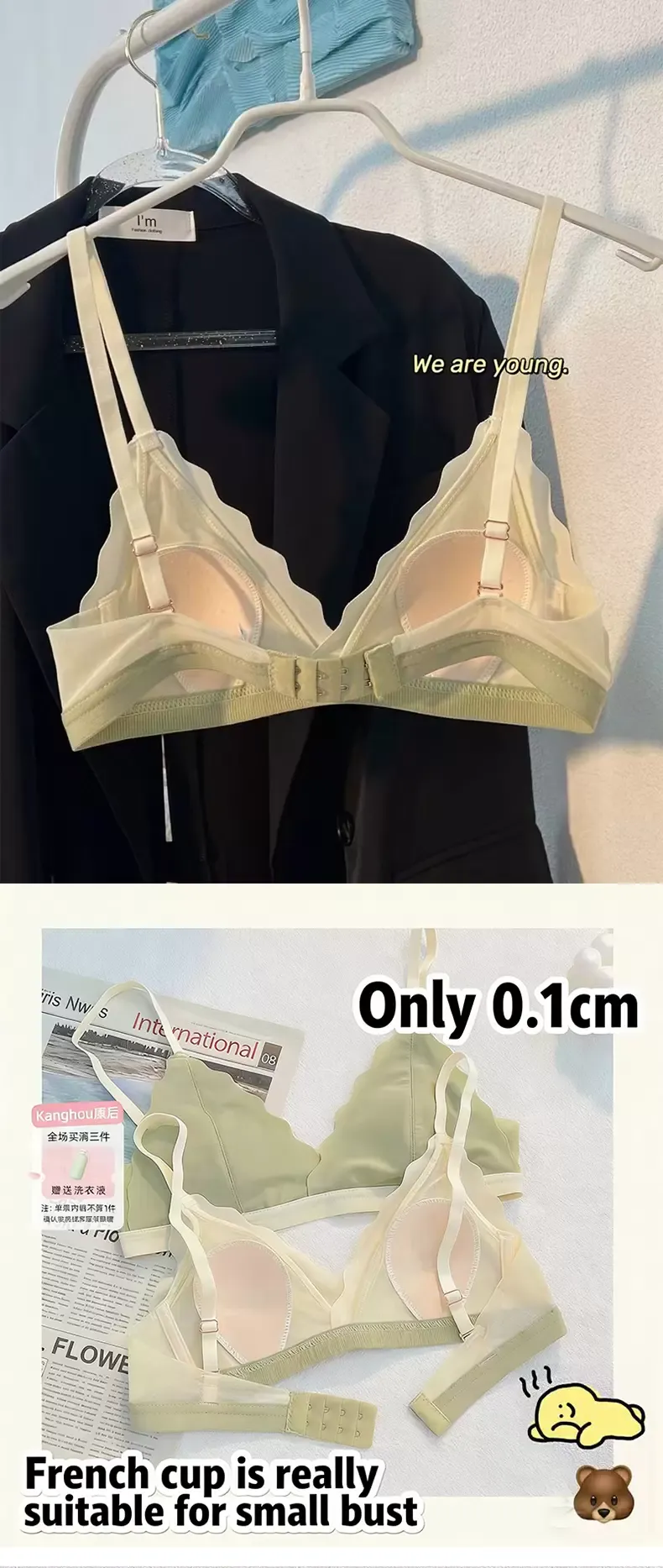 French Triangle Bra for Women – Ultra-Thin Wireless Seamless Bra for Small Bust, Lightweight & Breathable 11