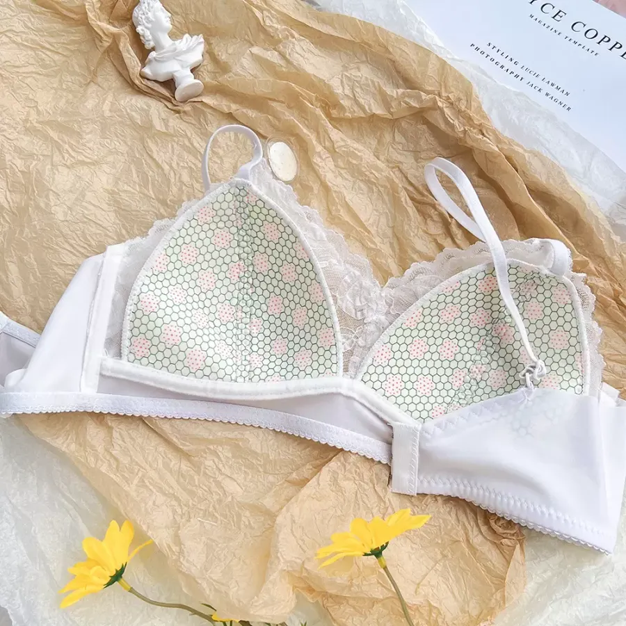 Lace Wireless Bra for Women – French Style Triangle Bra with Soft Push-Up, Seamless & Comfortable Fit - quality craftsmanship detail 2