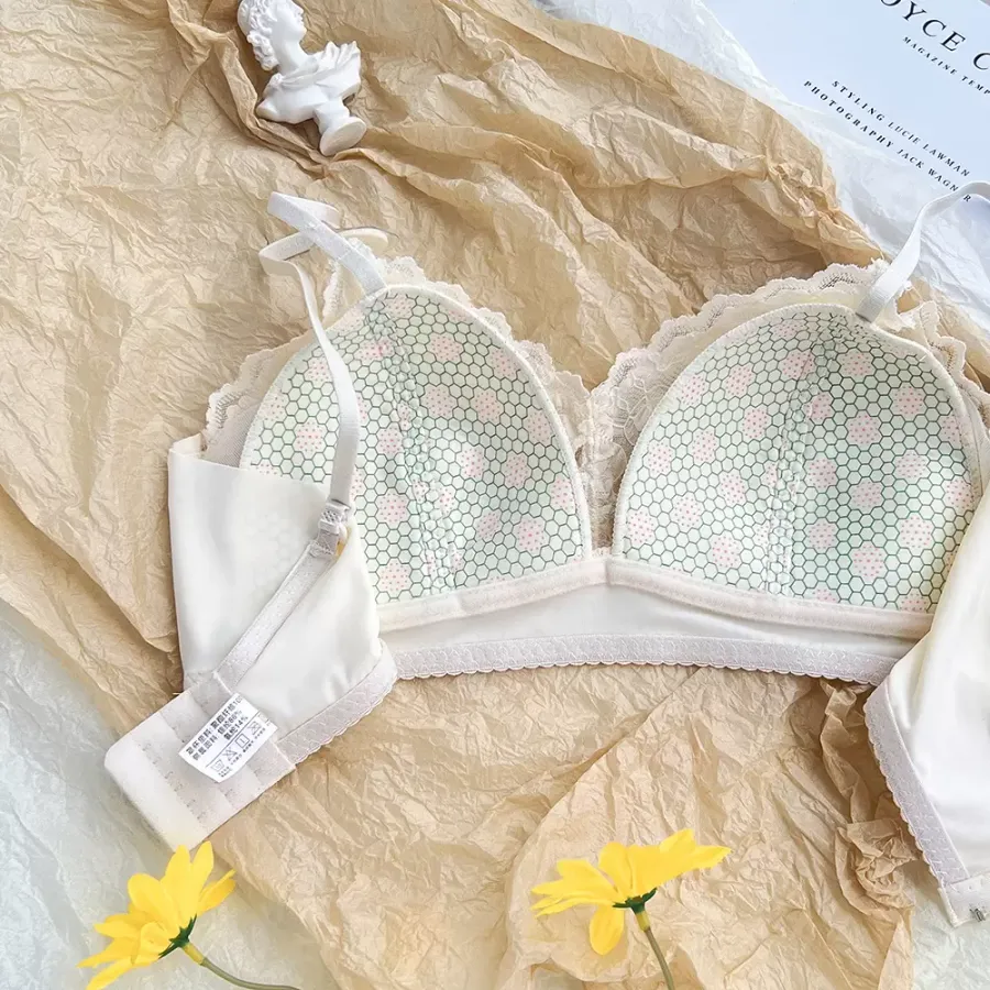 Lace Wireless Bra for Women – French Style Triangle Bra with Soft Push-Up, Seamless & Comfortable Fit - quality craftsmanship detail 5