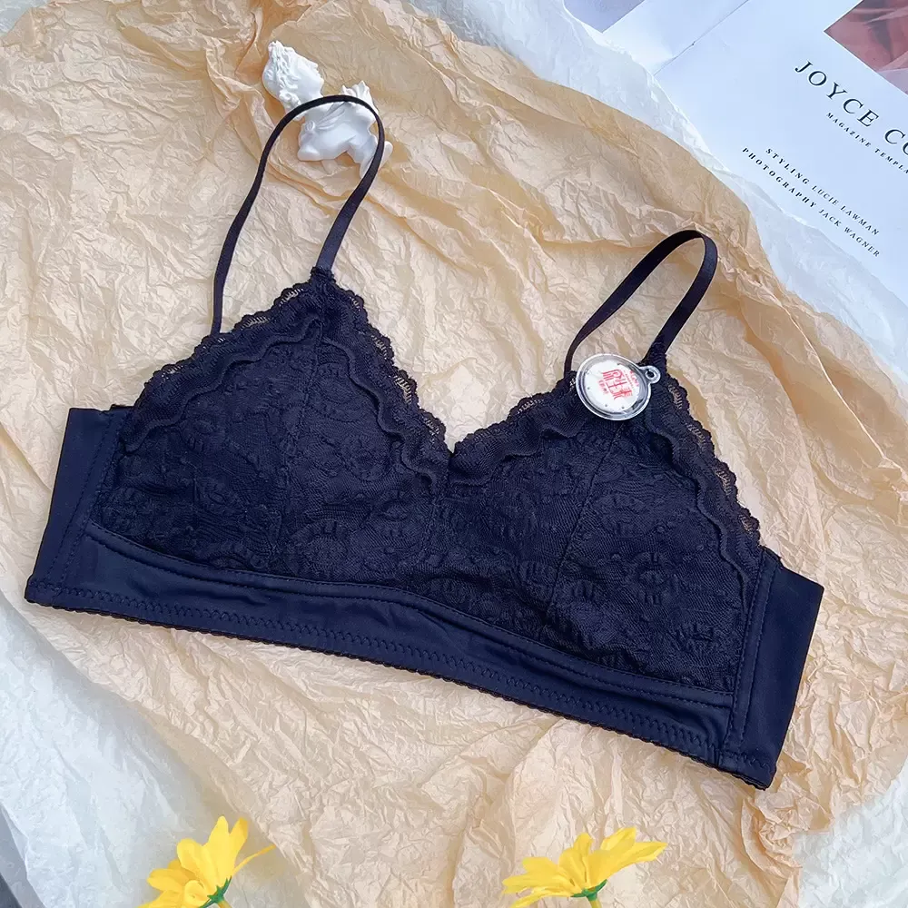 Lace Wireless Bra for Women – French Style Triangle Bra with Soft Push-Up, Seamless & Comfortable Fit 4