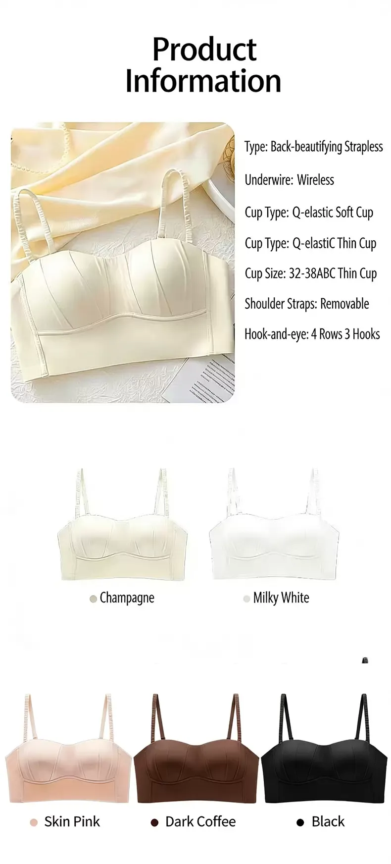 Strapless Wireless Push-Up Bra 9