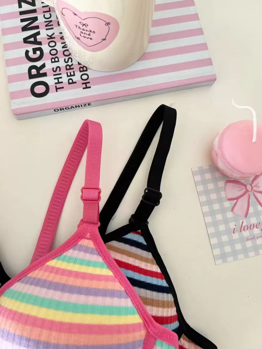 Striped Seamless Wireless Bra - quality craftsmanship detail 3