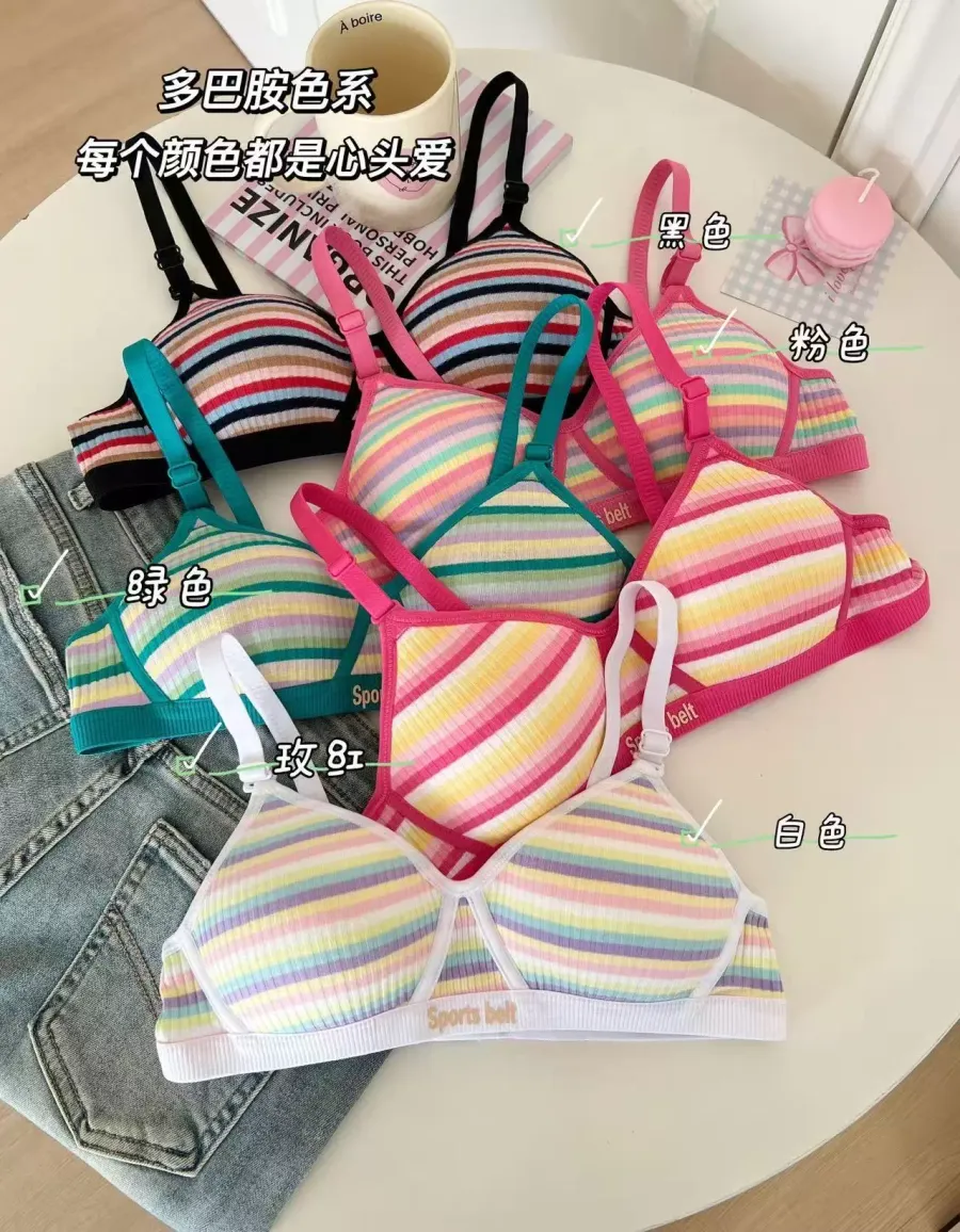 Striped Seamless Wireless Bra - quality craftsmanship detail 5