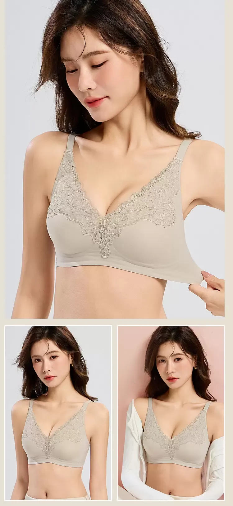 Women’s Red Lace Wireless Bra - quality craftsmanship detail 3