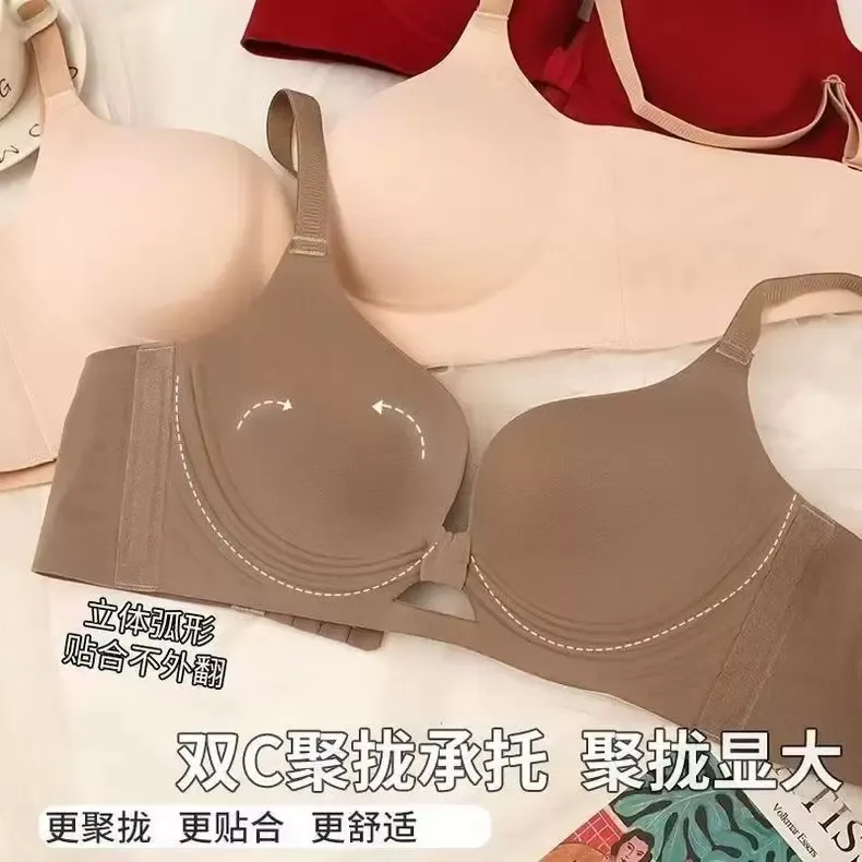 Women’s Red Wireless Push Up Bra - quality craftsmanship detail 7