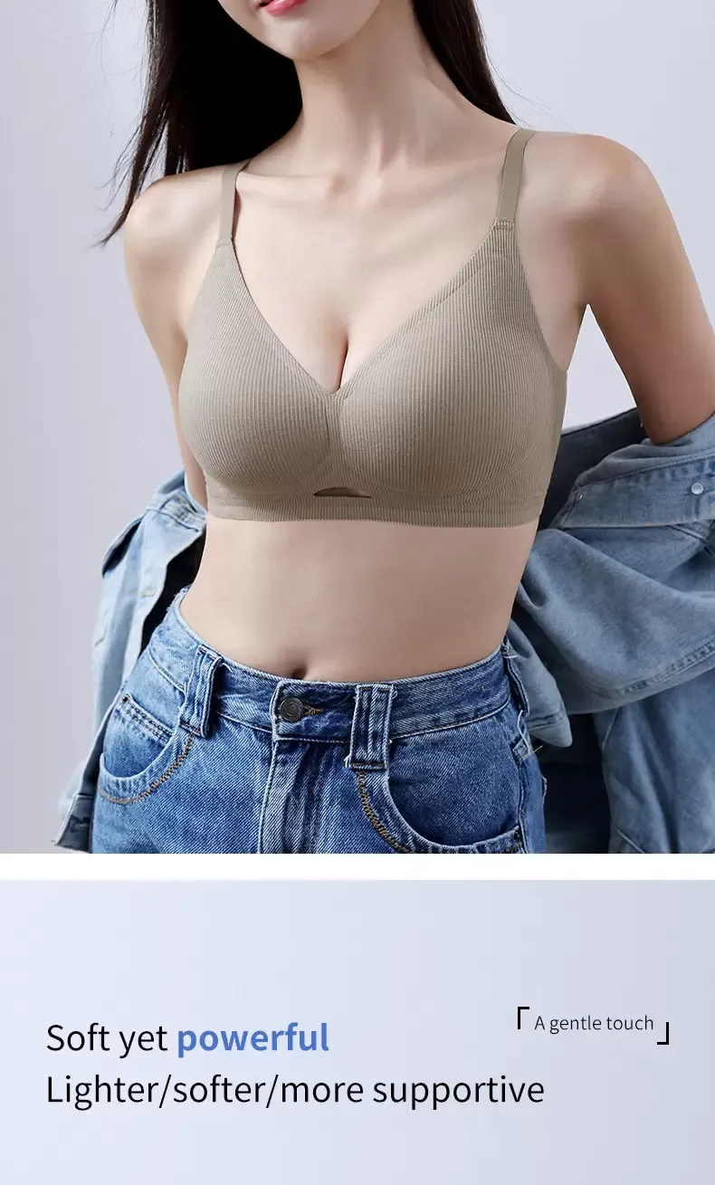 Wireless Push Up Bra – Soft Support Bra with Letter Strap - quality craftsmanship detail 13