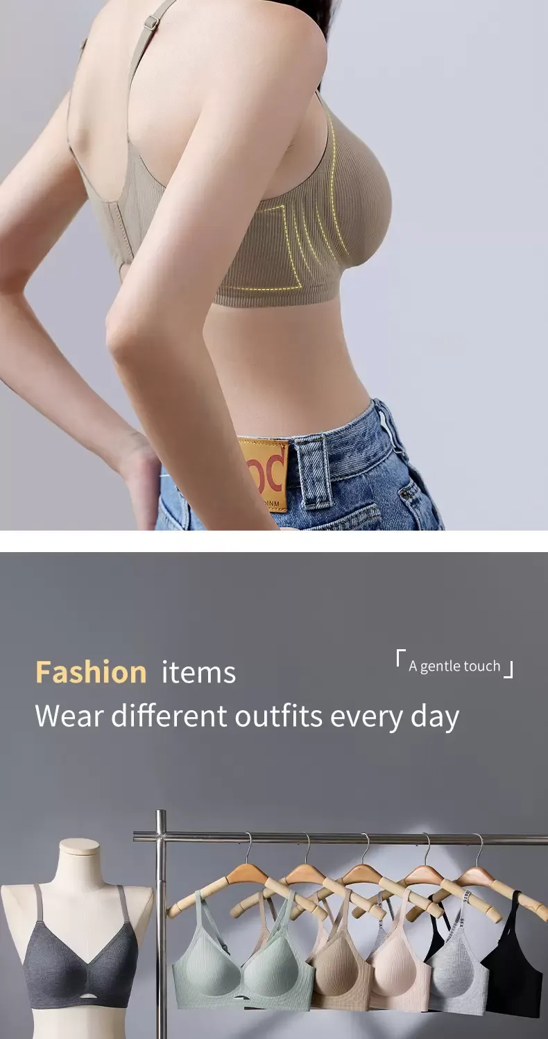 Wireless Push Up Bra – Soft Support Bra with Letter Strap - quality craftsmanship detail 5