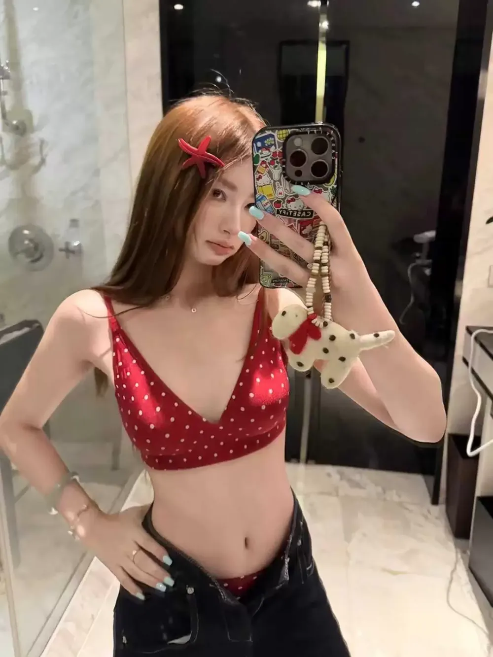 Polka Dot Deep V Triangle Bra 11