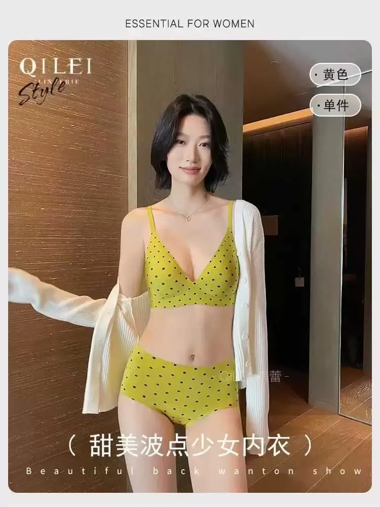 Polka Dot Deep V Triangle Bra 12