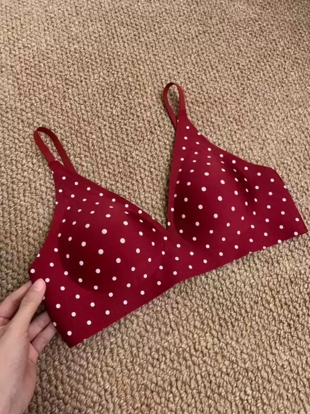 Polka Dot Deep V Triangle Bra 2