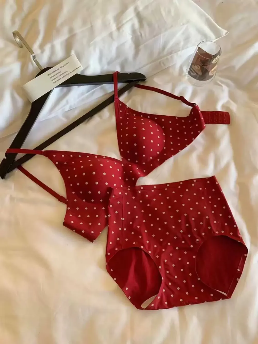 Polka Dot Deep V Triangle Bra 3