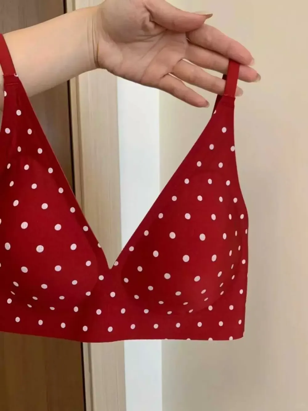 Polka Dot Deep V Triangle Bra 5