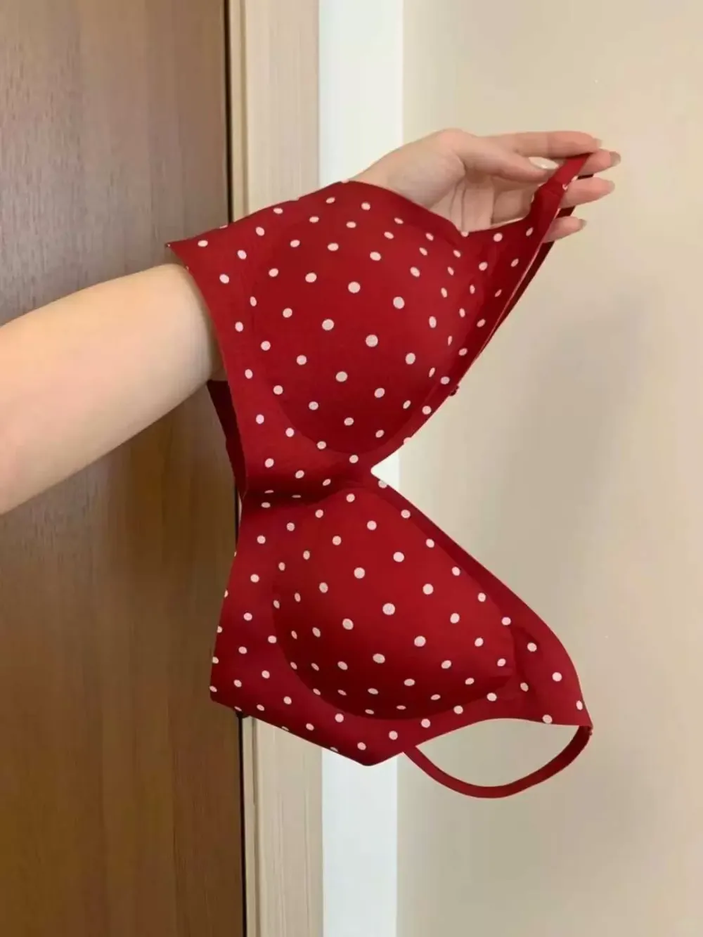 Polka Dot Deep V Triangle Bra 7
