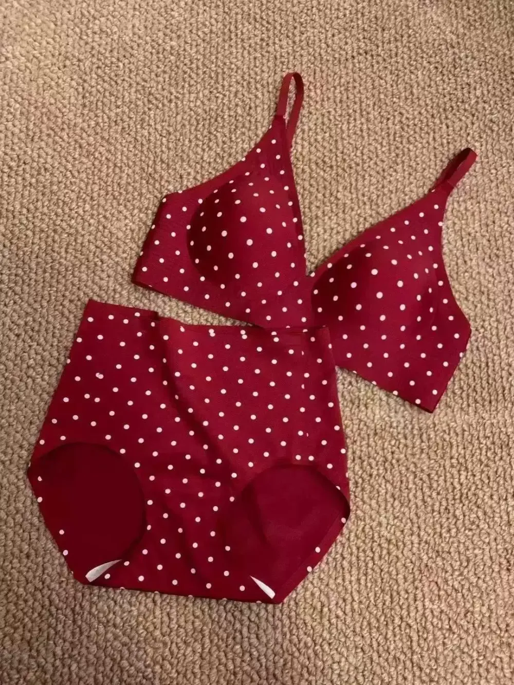 Polka Dot Deep V Triangle Bra 9