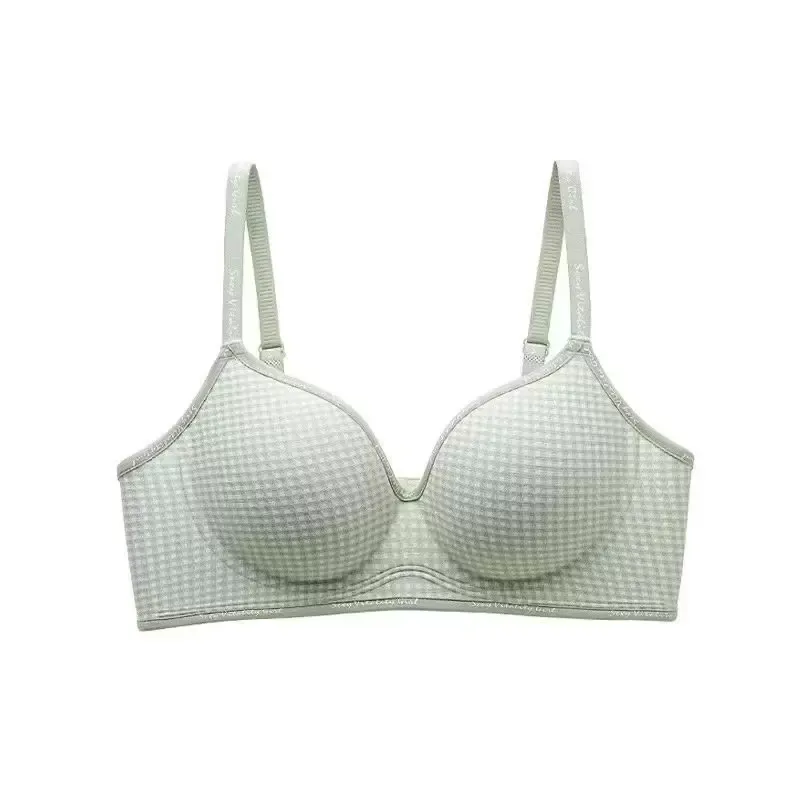 Plaid Push Up Wireless Bra for Women 5